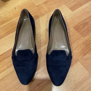 Blue suede flats